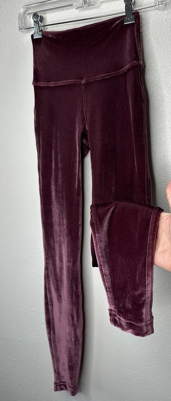 Lululemon Plum Purple Velvet Velour Leggings Yoga Pants Size 2